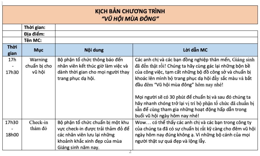 Kịch bản Giáng sinh tổ chức vũ hội