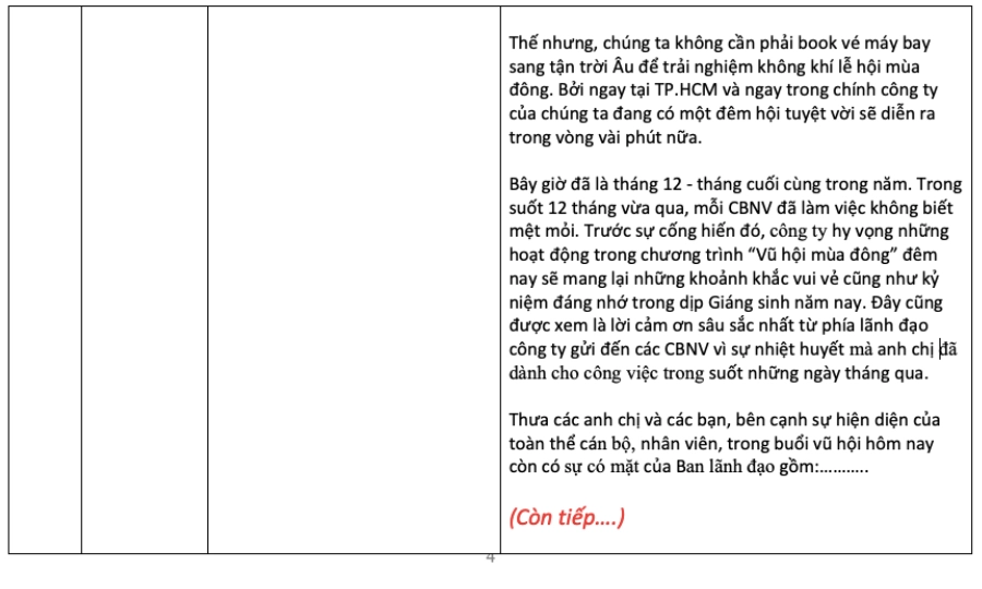 Lời dẫn MC chương trình Giáng sinh