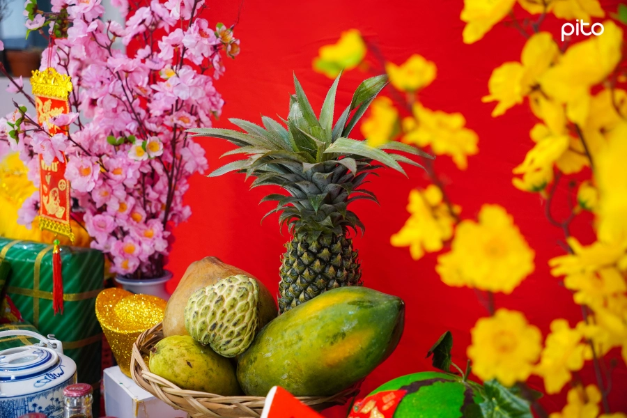 Mâm ngũ quả trang trí Tết