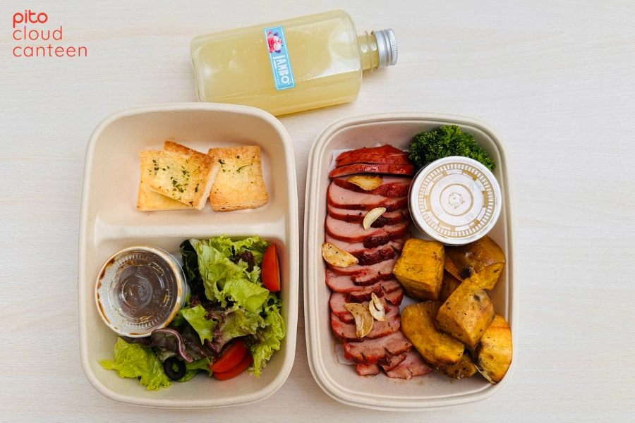 Đựng thức ăn trong hộp bã mía - PITO Cloud Canteen