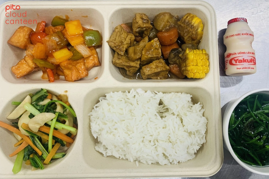 Thực đơn cơm văn phòng món chay rau củ kho - PITO Cloud Canteen
