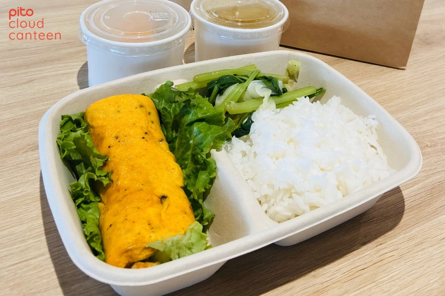 Thực đơn cơm văn phòng món healthy cơm trứng cuộn - PITO Cloud Canteen