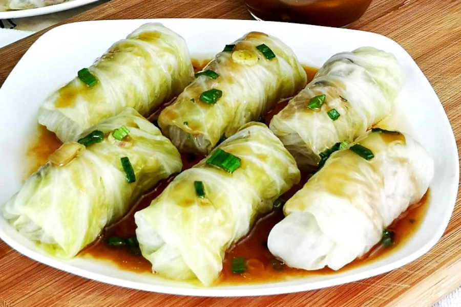 Bap-cai-cuon-thit-hap Bắp cải cuộn thịt hấp