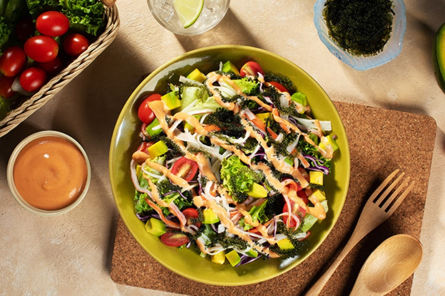 Salad-tom-rong-nho Salad tôm rong nho