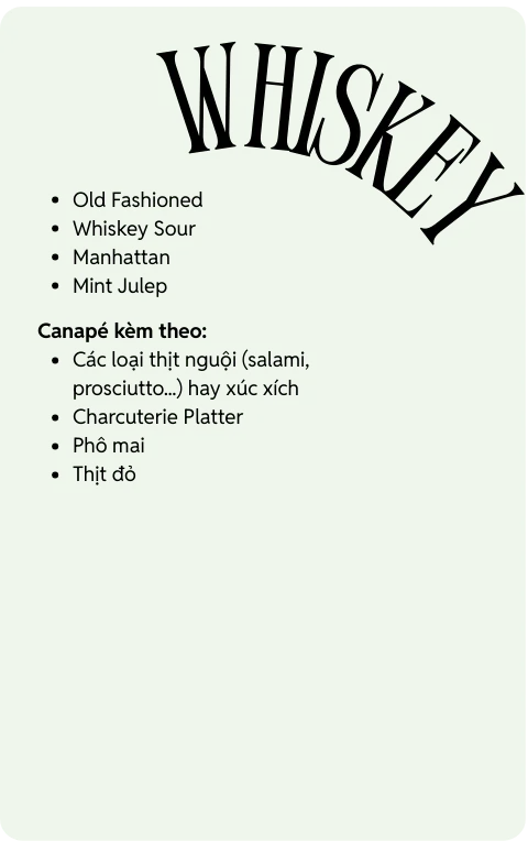 Kết hợp Whiskey và Canape